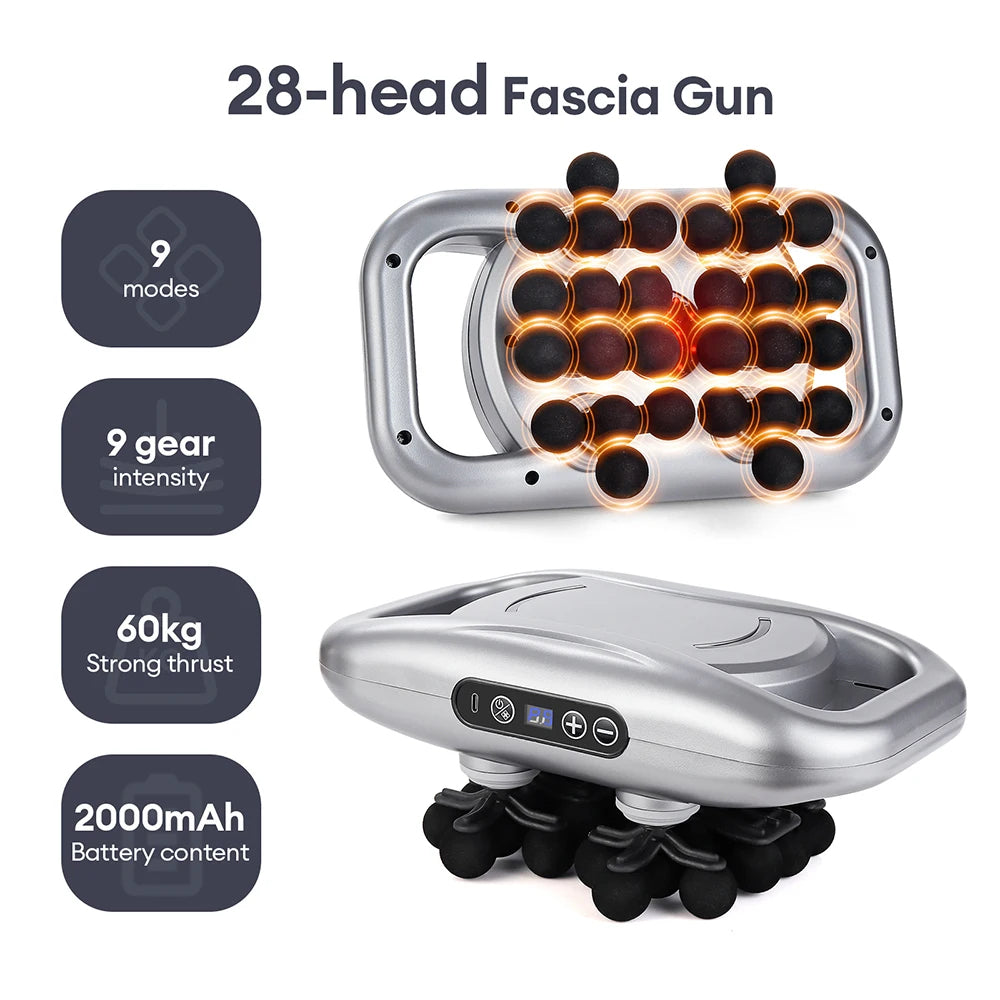 22-Head Fascia Gun High-Frequency Vibration Body Massage Gun - Massager Muscle