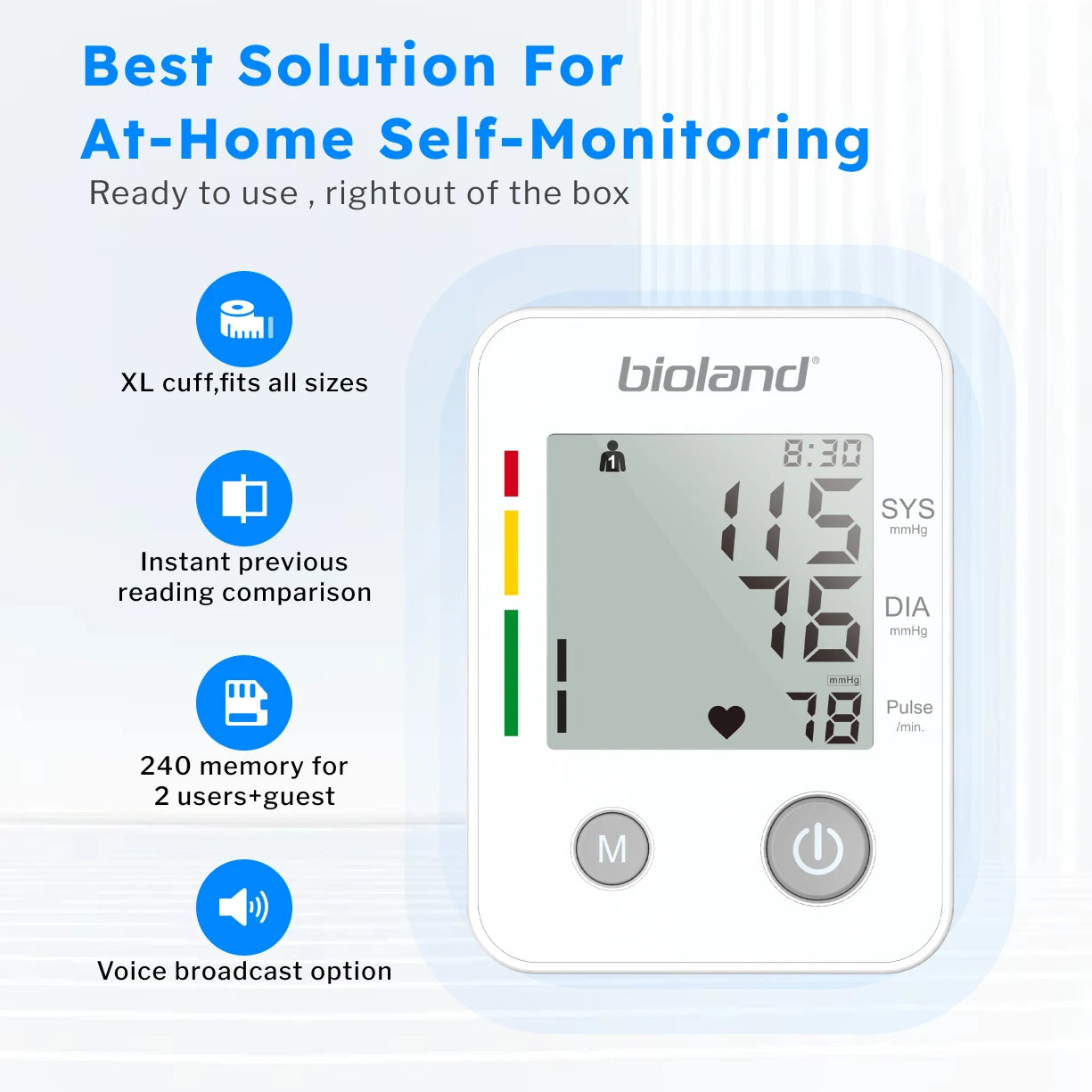 Blood Pressure Monitor Tensiometer Upper Arm Automatic Digital BP Measuring Device 2005-1 Pulse Heart Rate Monitor