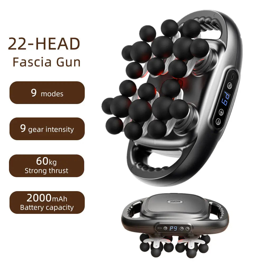 22-Head Fascia Gun High-Frequency Vibration Body Massage Gun - Massager Muscle