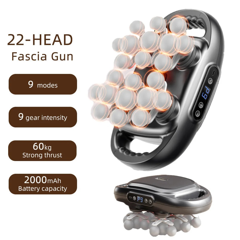 22-Head Fascia Gun High-Frequency Vibration Body Massage Gun - Massager Muscle