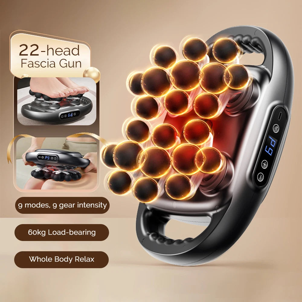 22-Head Fascia Gun High-Frequency Vibration Body Massage Gun - Massager Muscle