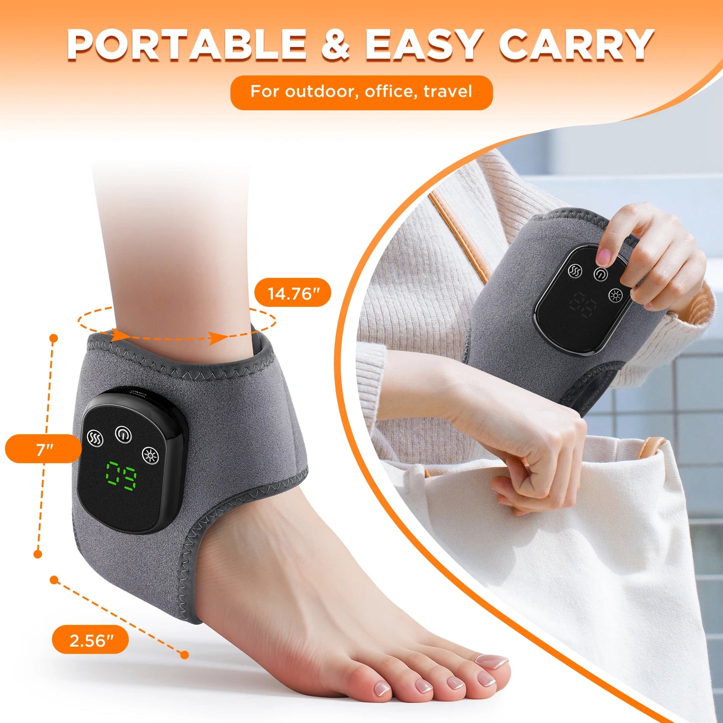 Electric Foot Heat Massager Hot Compress Vibration