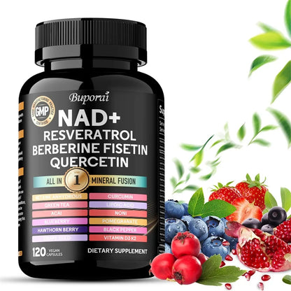 Resveratrol, Quercetin, Berberine Fisetin-Cellular Health, Healthy Aging, Vitamin K2, Vitamin D3, One-stop Approach - 1000g