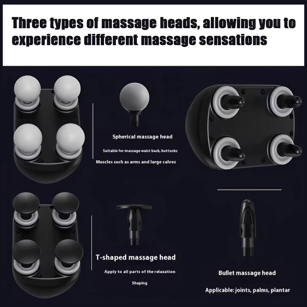 Portable Fascia Gun Muscle Massager Gun Four-head