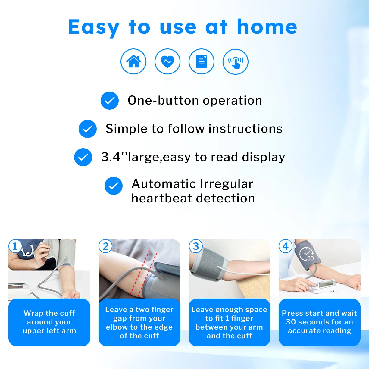 Blood Pressure Monitor Tensiometer Upper Arm Automatic Digital BP Measuring Device 2005-1 Pulse Heart Rate Monitor