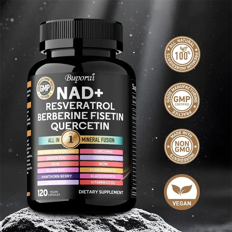 Resveratrol, Quercetin, Berberine Fisetin-Cellular Health, Healthy Aging, Vitamin K2, Vitamin D3, One-stop Approach - 1000g