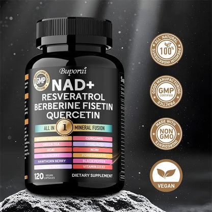 Resveratrol, Quercetin, Berberine Fisetin-Cellular Health, Healthy Aging, Vitamin K2, Vitamin D3, One-stop Approach - 1000g