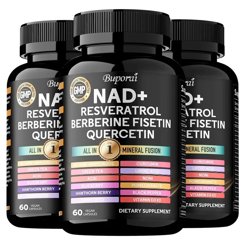 Resveratrol, Quercetin, Berberine Fisetin-Cellular Health, Healthy Aging, Vitamin K2, Vitamin D3, One-stop Approach - 1000g