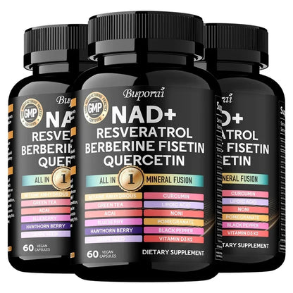 Resveratrol, Quercetin, Berberine Fisetin-Cellular Health, Healthy Aging, Vitamin K2, Vitamin D3, One-stop Approach - 1000g