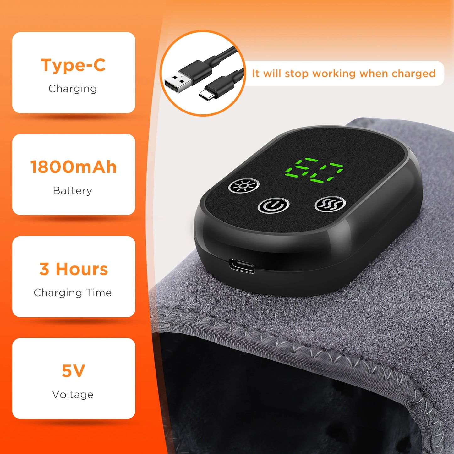 Electric Foot Heat Massager Hot Compress Vibration