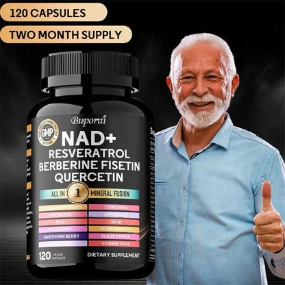 Resveratrol, Quercetin, Berberine Fisetin-Cellular Health, Healthy Aging, Vitamin K2, Vitamin D3, One-stop Approach - 1000g