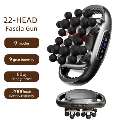 22-Head Fascia Gun High-Frequency Vibration Body Massage Gun - Massager Muscle