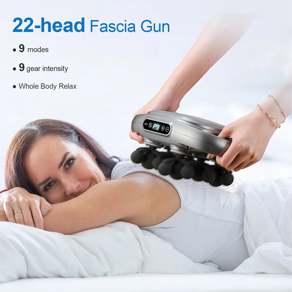22-Head Fascia Gun High-Frequency Vibration Body Massage Gun - Massager Muscle