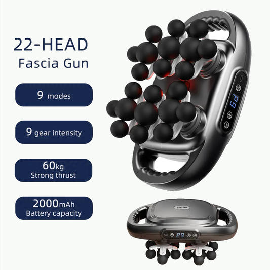 22-Head Fascia Gun High-Frequency Vibration Body Massage Gun - Massager Muscle